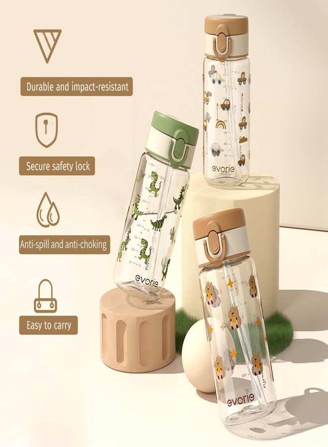 Evorie Tritan Kids Water Bottle with Straw, 13oz BPA-Free Leak Proof Drinking Bottle for School & Travel, Lightweight Clear Water Bottle with Carry Strap, Dishwasher Safe, for Kids Ages 3+, Choco Car - Image 4